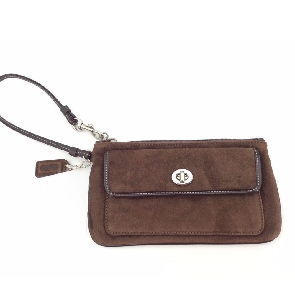 Coach Cocoa Brown Suede Wristlet
